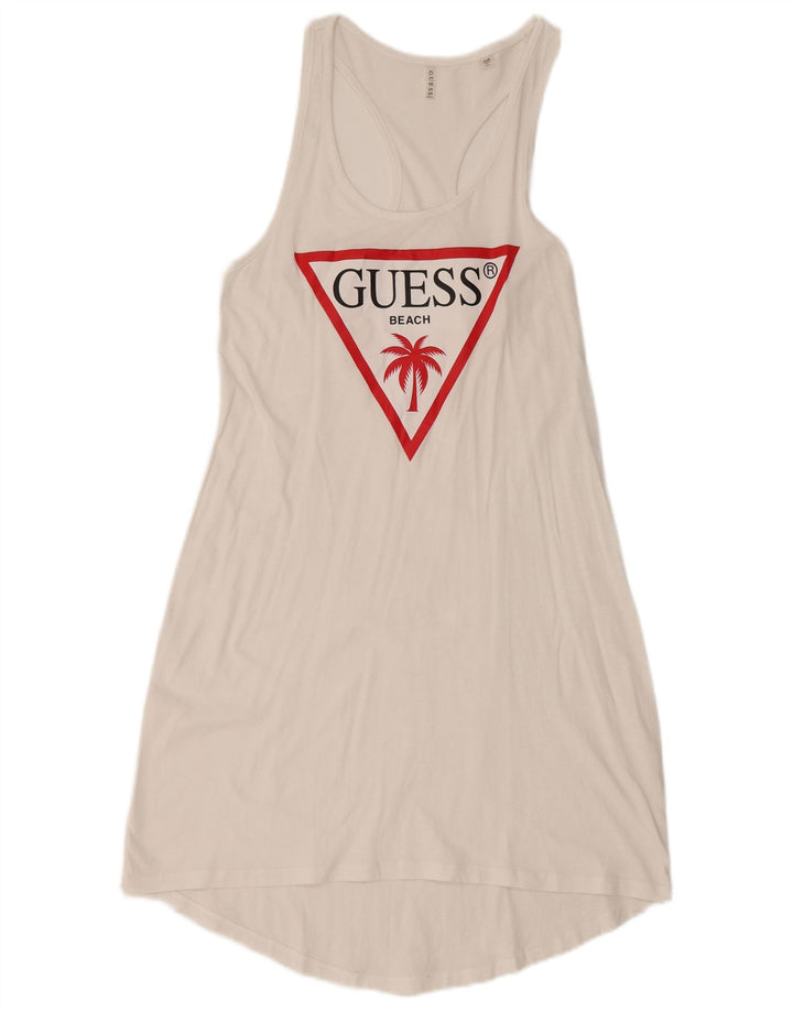 Guess Vestido de tirantes gráfico para mujer Reino Unido 12 Mediano Blanco