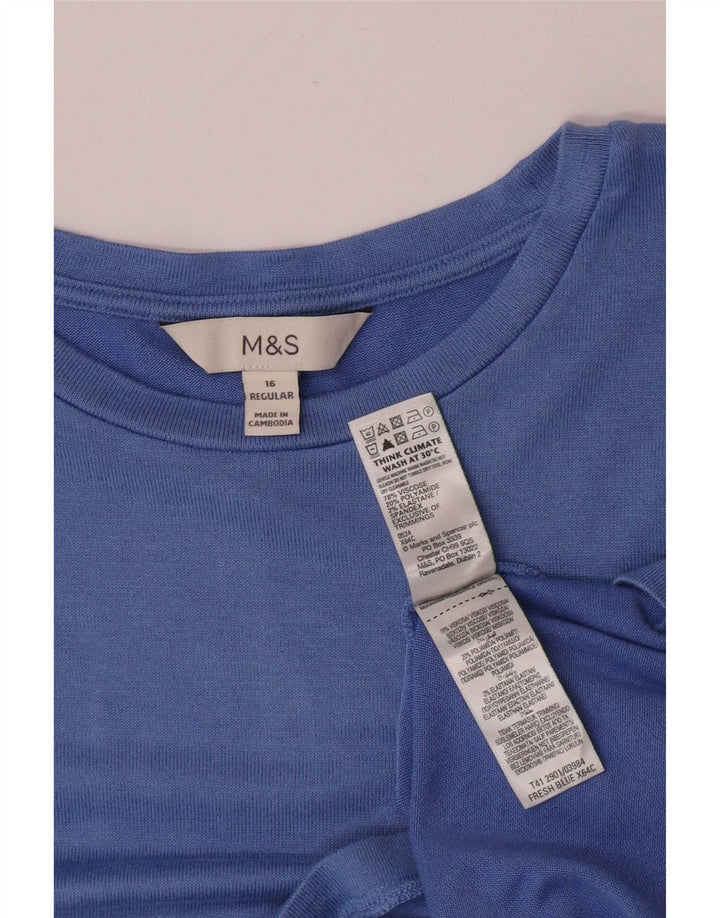 Marks & Spencer Top para mujer de manga larga UK 46 Viscosa azul grande