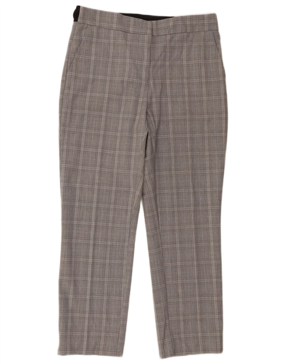 Zara Mujer Pantalón Chino Slim Grande W30 L27 Poliéster A Cuadros Gris