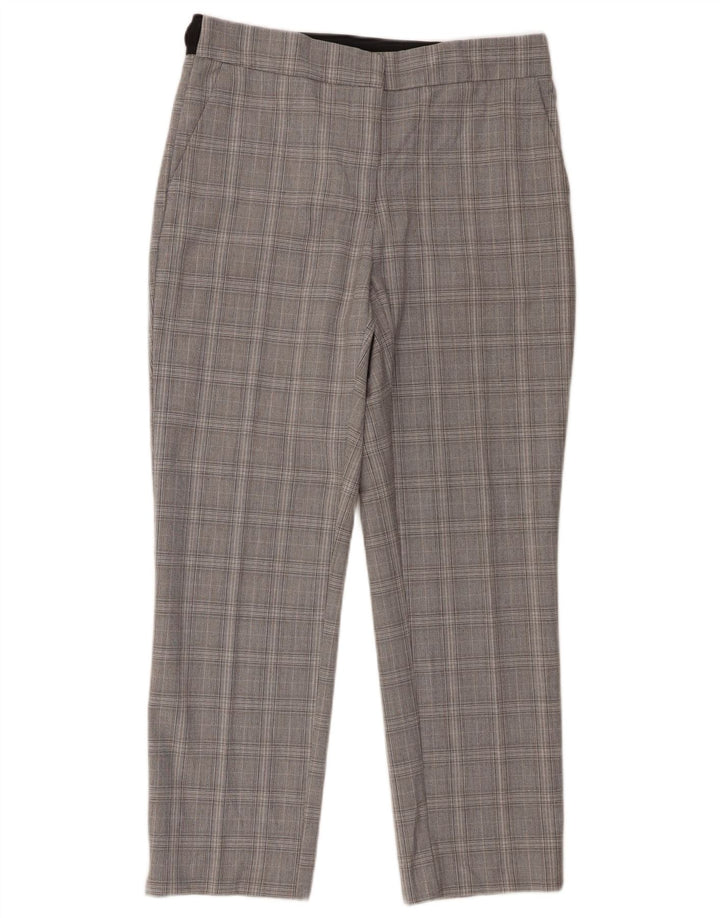 Zara Mujer Pantalón Chino Slim Grande W30 L27 Poliéster A Cuadros Gris