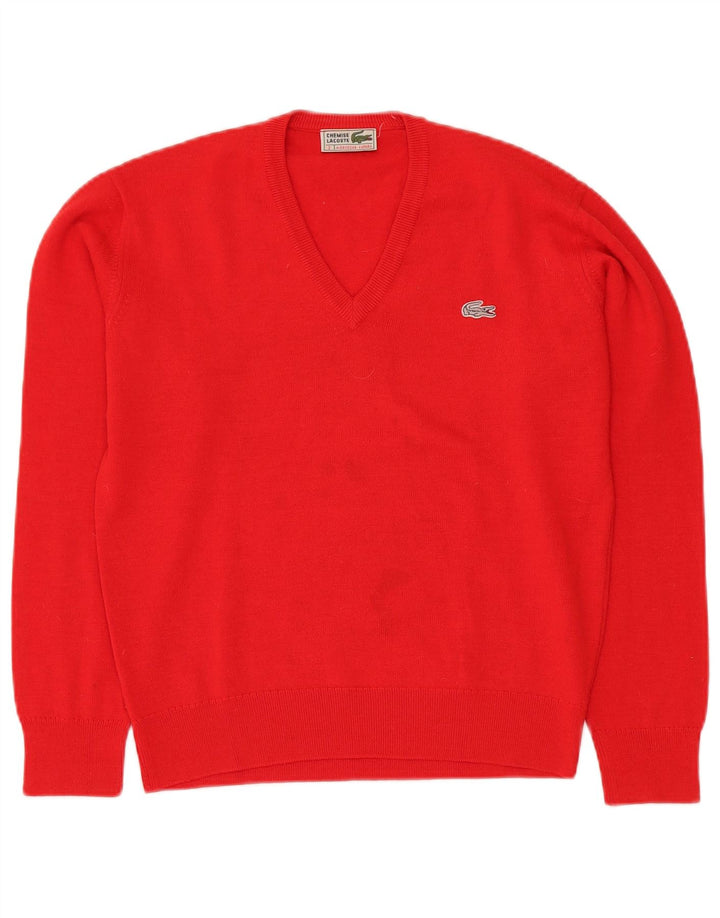 LACOSTE Jersey holgado con cuello en V para hombre talla 2 XS lana roja