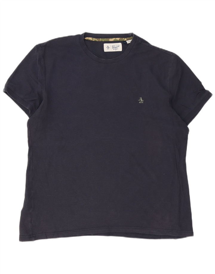 Penguin - Camiseta para hombre, talla grande, color azul marino, algodón