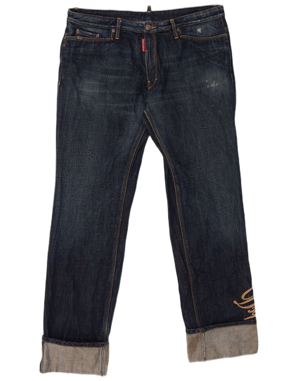 Dsquared2 Vaqueros rectos gráficos para hombre IT 52 XL W36 L30 Algodón azul marino