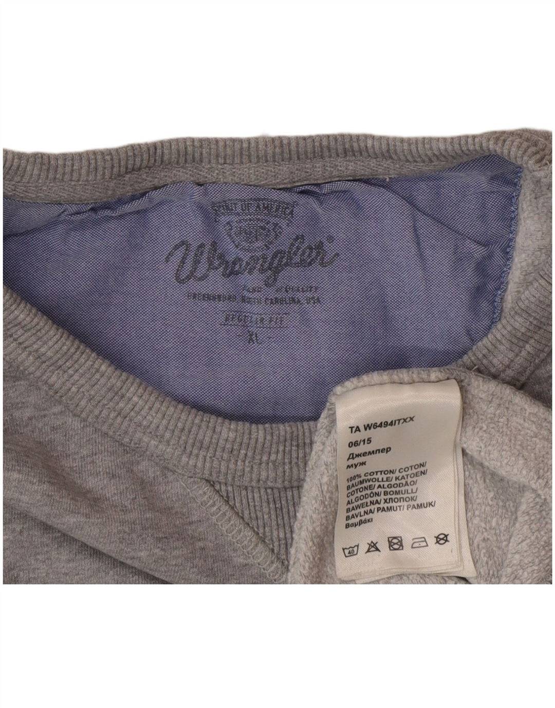 Wrangler Hombre Regular Fit Sudadera Jumper XL Gris Algodón