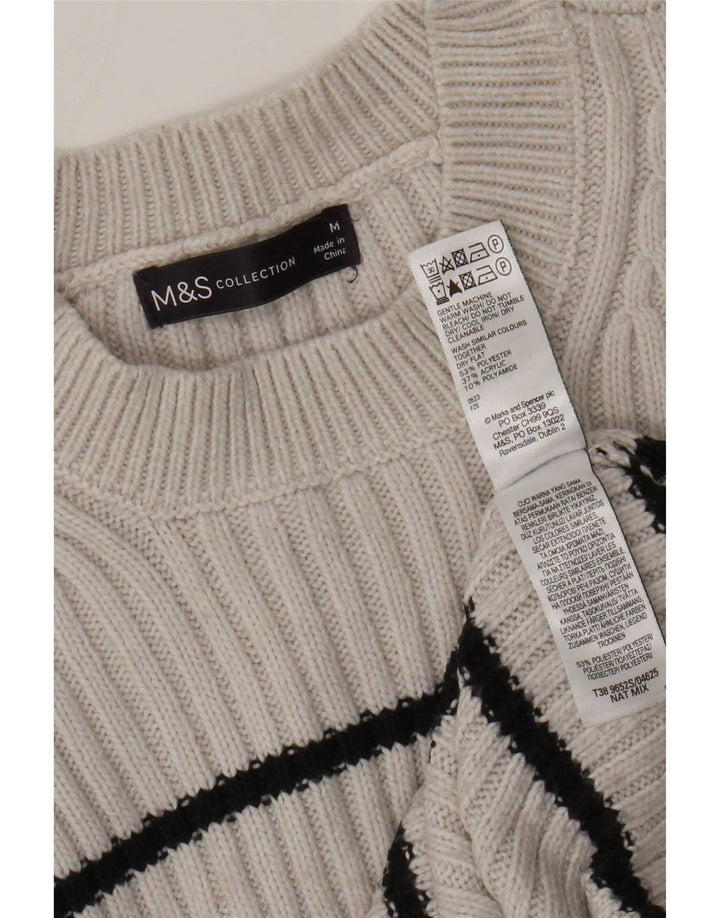 Marks & Spencer Jersey de cuello redondo para mujer UK 44 Gris medio a rayas