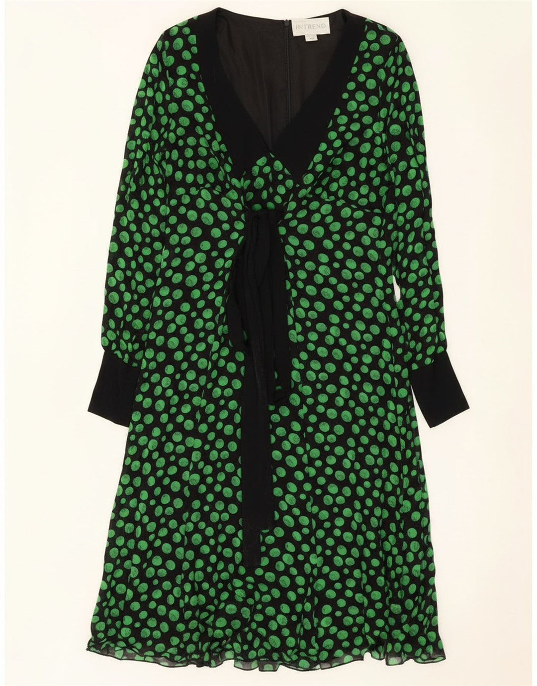 Max Mara Vestido acampanado de manga larga Intrend para mujer UK 42 Medium Black Spotted