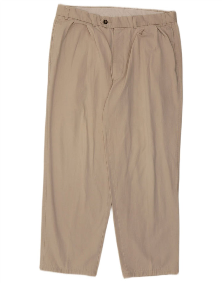 Marks & Spencer Pantalón de traje con pinzas para hombre W36 L29 Algodón beige