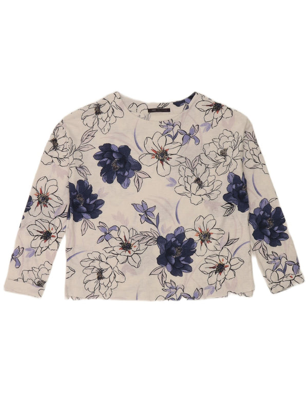Marks & Spencer Top extragrande de manga larga para mujer UK 8 Small White Floral