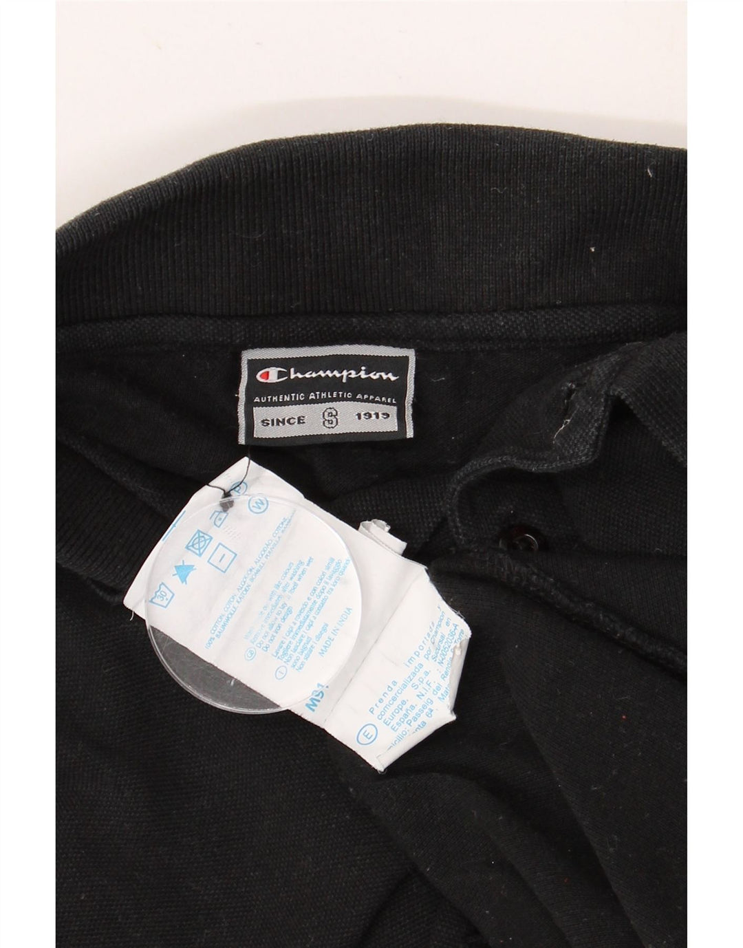 CHAMPION Polo de manga larga para hombre de algodón negro mediano