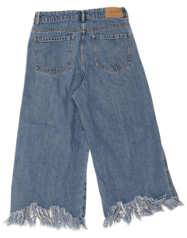 Zara Mujer Trafaluc Capri Vaqueros De Pierna Ancha EU 34 2XS W24 L20 Algodón Azul