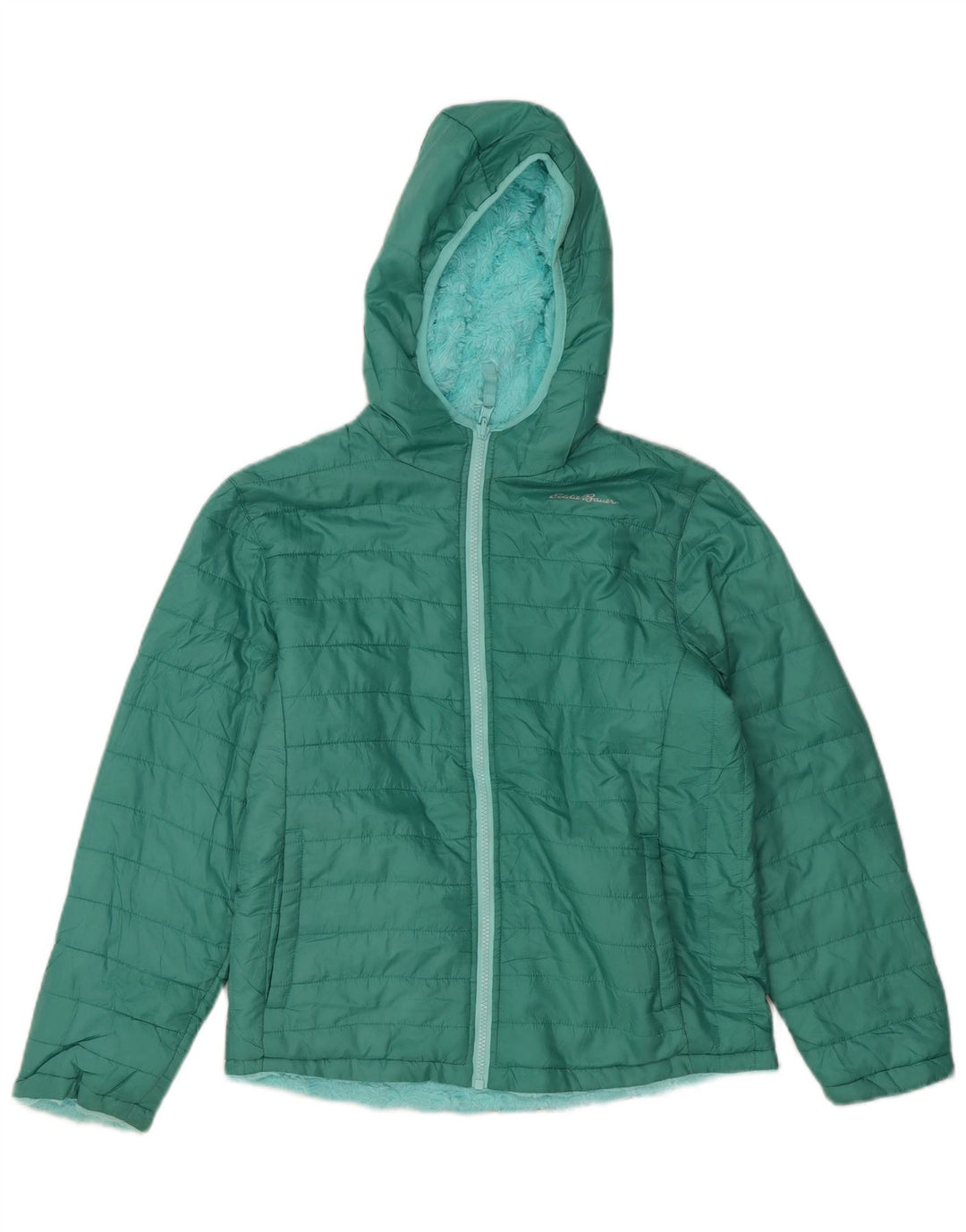 EDDIE BAUER Chaqueta acolchada con capucha para niña 13-14 años Grande Verde Poliéster