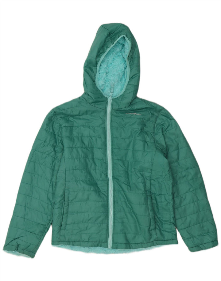 EDDIE BAUER Chaqueta acolchada con capucha para niña 13-14 años Grande Verde Poliéster