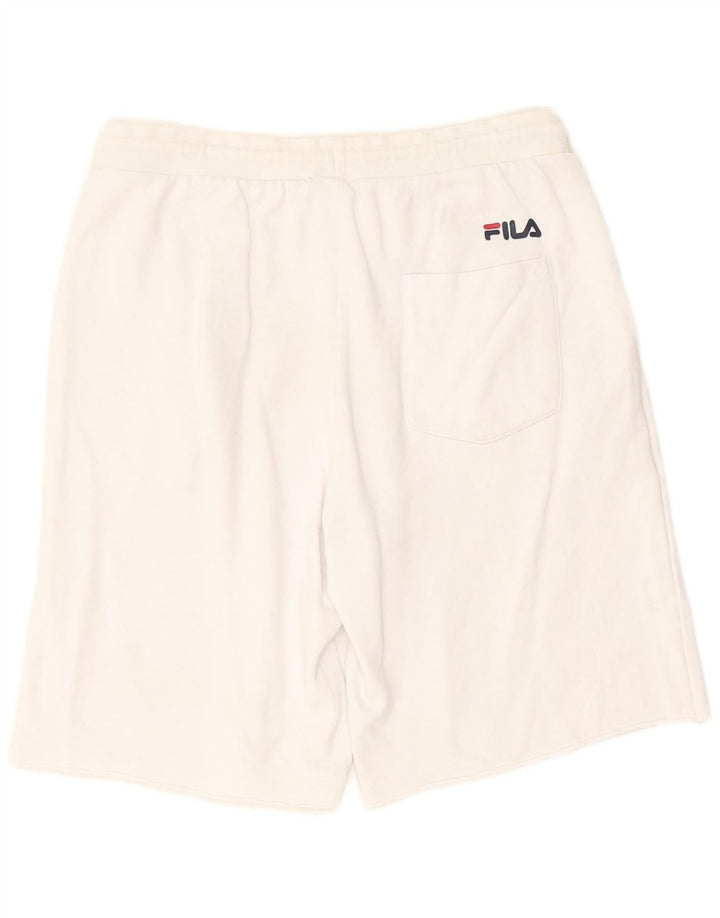 FILA Womens Graphic Sport Shorts UK 14 Large  White