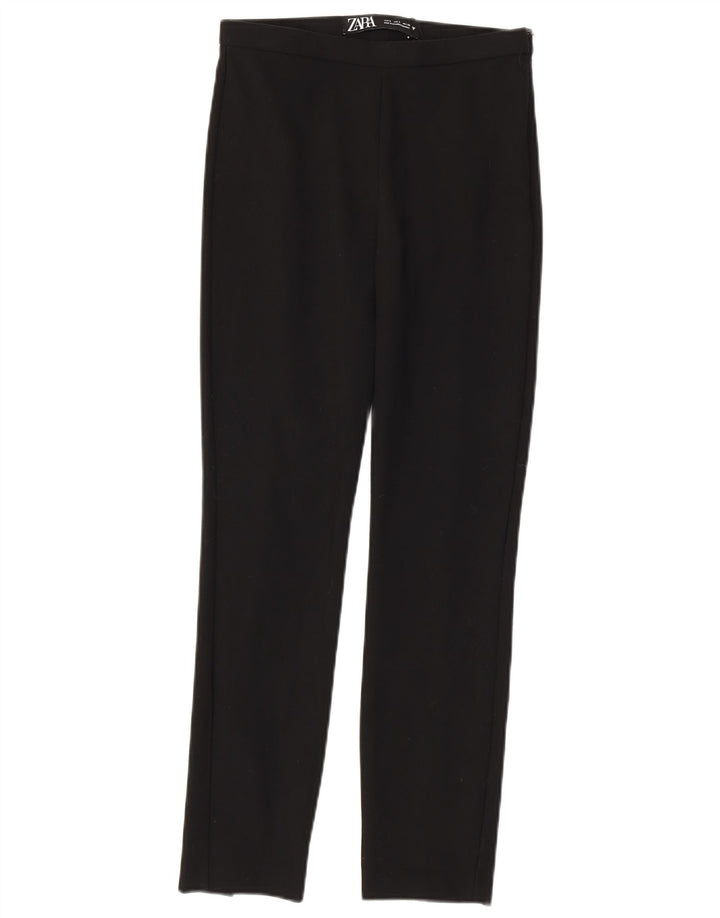 ZARA Mujer Pantalones Casual Slim Small W26 L27 Negro Poliéster