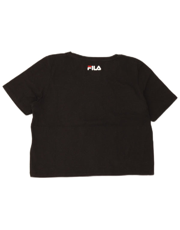 Fila Camiseta corta gráfica para mujer Top UK 10 Small Black Cotton