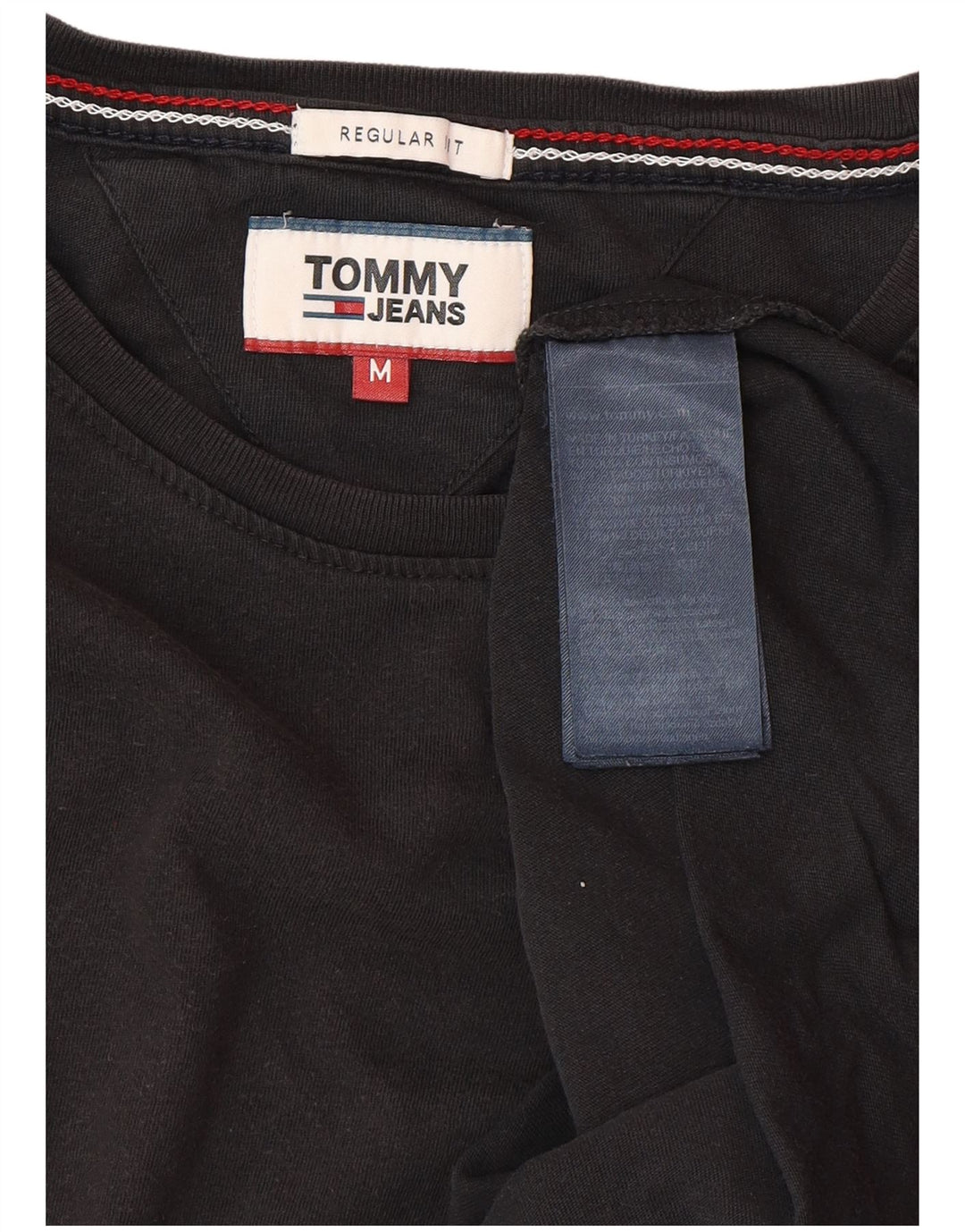 TOMMY HILFIGER Camiseta de corte regular para hombre Top Medium Black Cotton