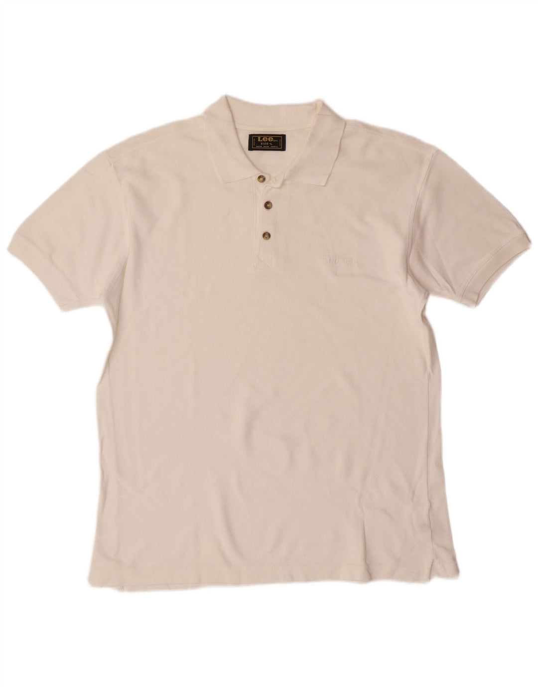 LEE Polo para hombre de algodón blanco grande
