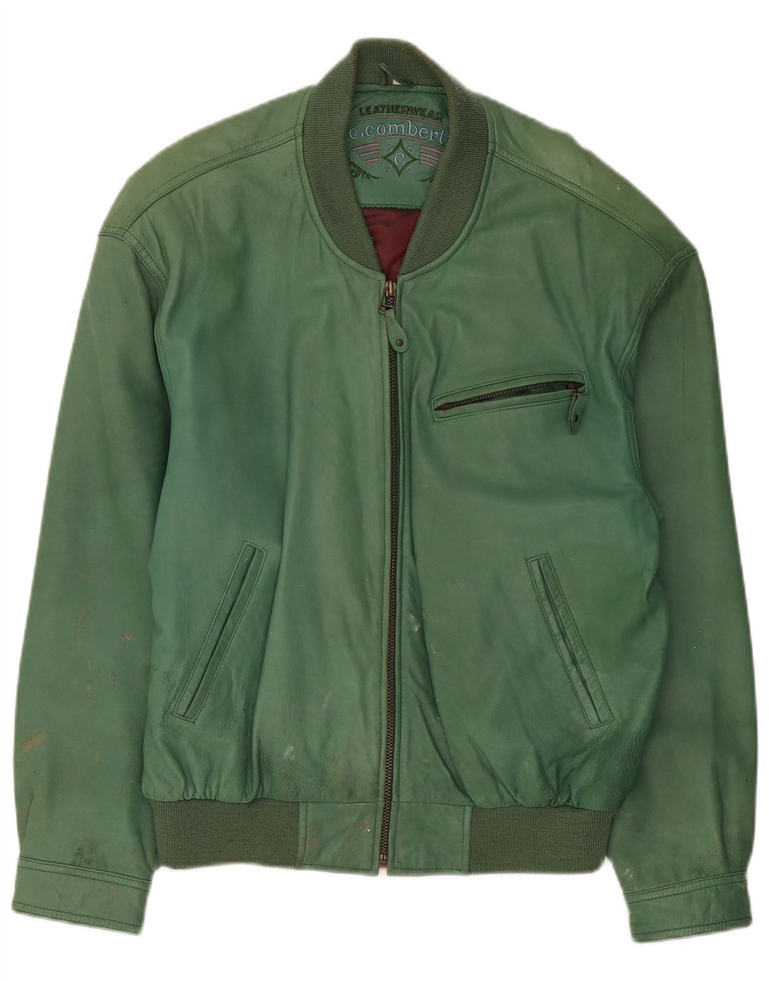 C.Comberti Chaqueta de cuero para hombre IT 50 Cuero verde grande