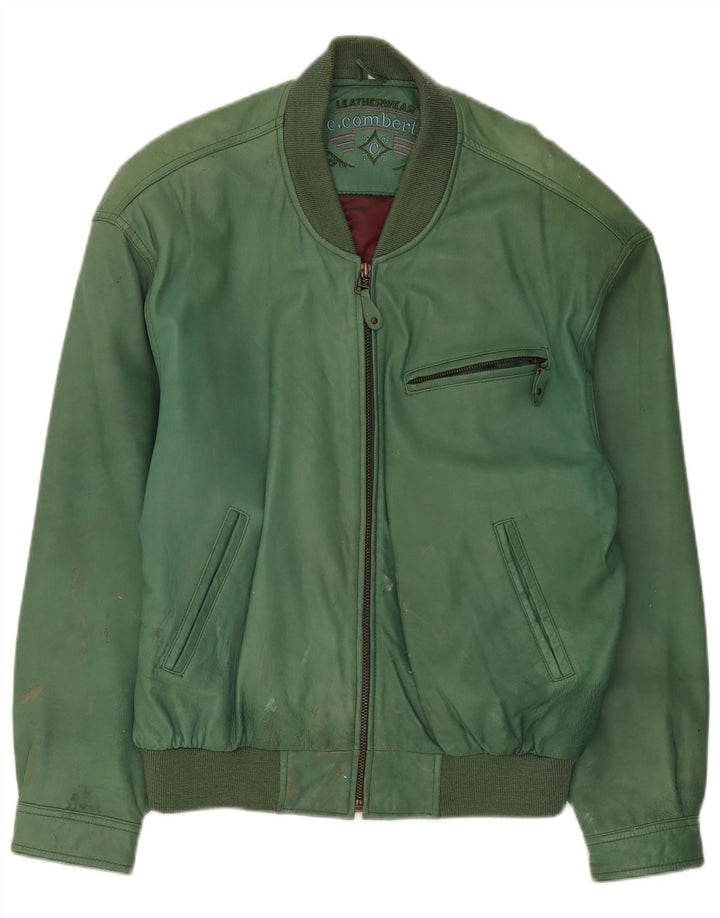 C.Comberti Chaqueta de cuero para hombre IT 50 Cuero verde grande