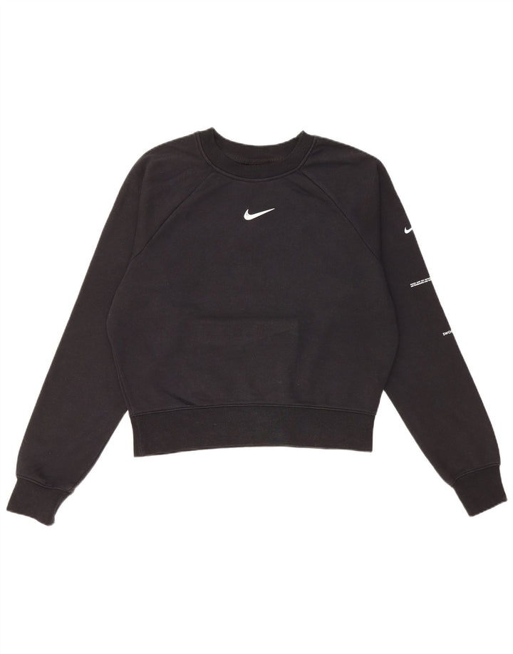 Nike Swoosh Crop Sudadera extragrande para mujer, talla 10, color negro