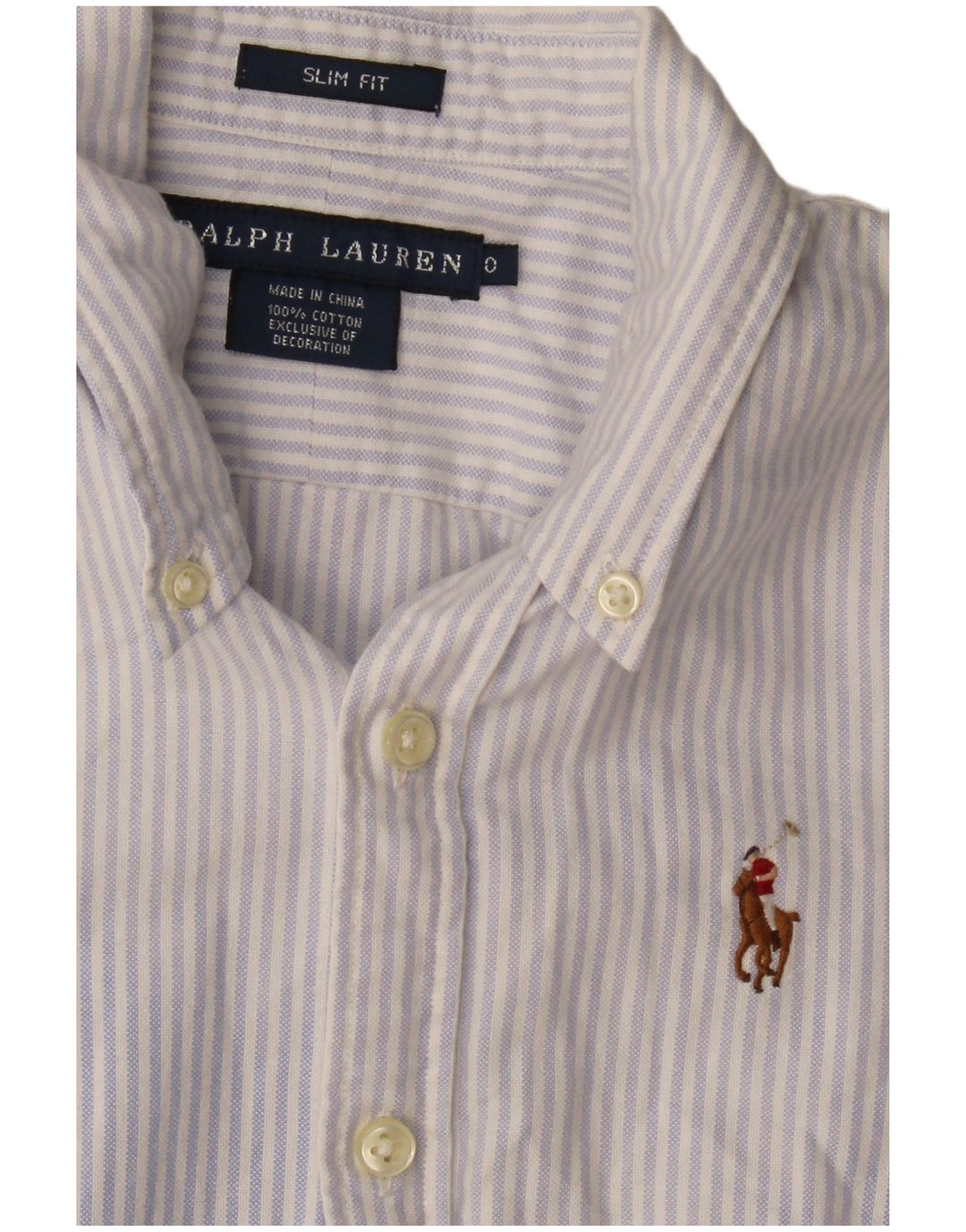 RALPH LAUREN Camisa ajustada para mujer US 0 XS Algodón a rayas azules