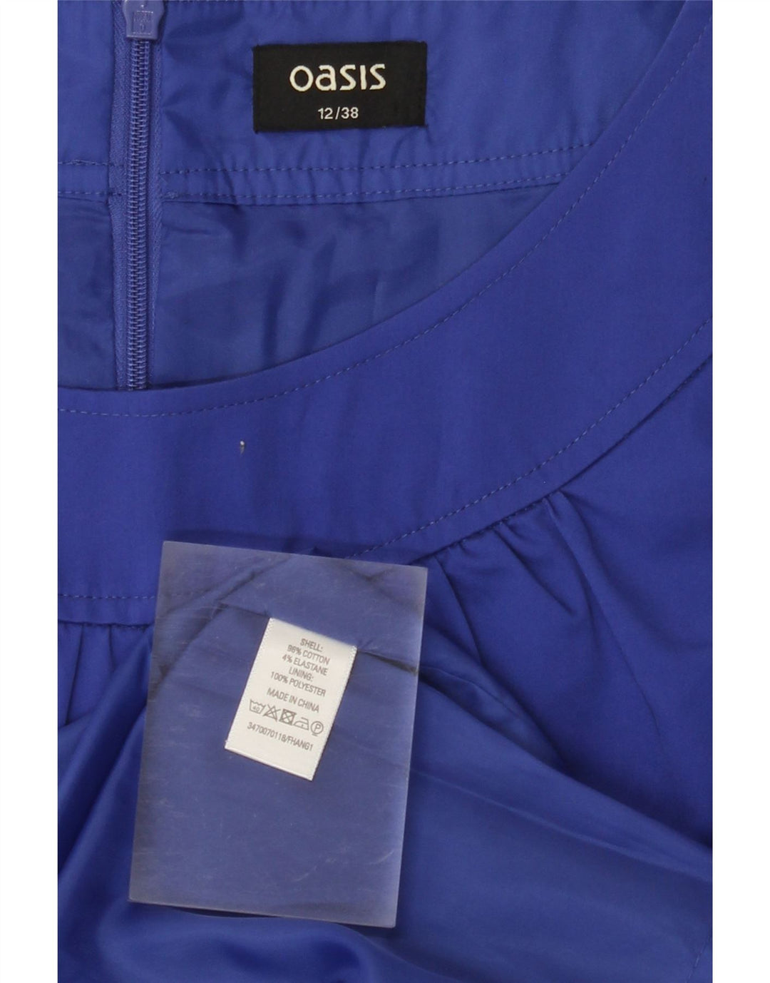 OASIS Vestido tubo para mujer UK 12 Medio Azul marino Algodón