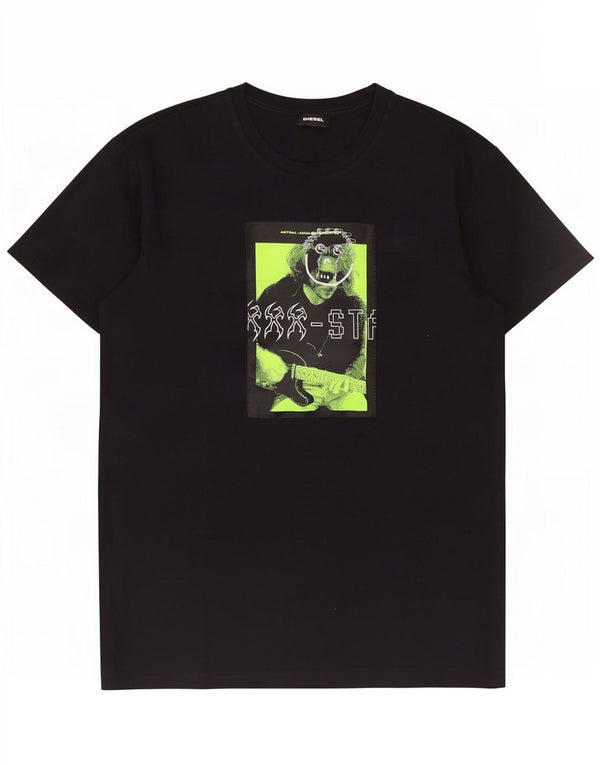 Diesel Camiseta gráfica para hombre Top 2XL Algodón negro