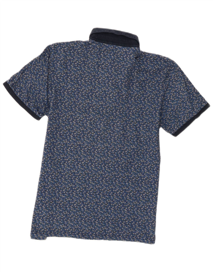Ted Baker Polo para hombre talla 4 grande algodón floral azul