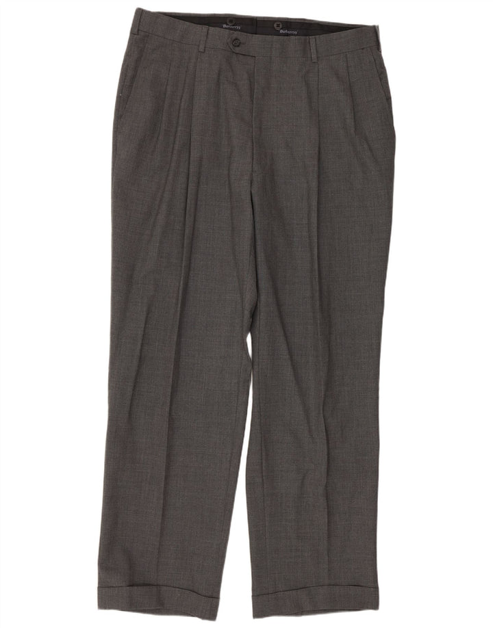 Burberrys Pantalón de traje con pinzas para hombre W36 L31 Gris