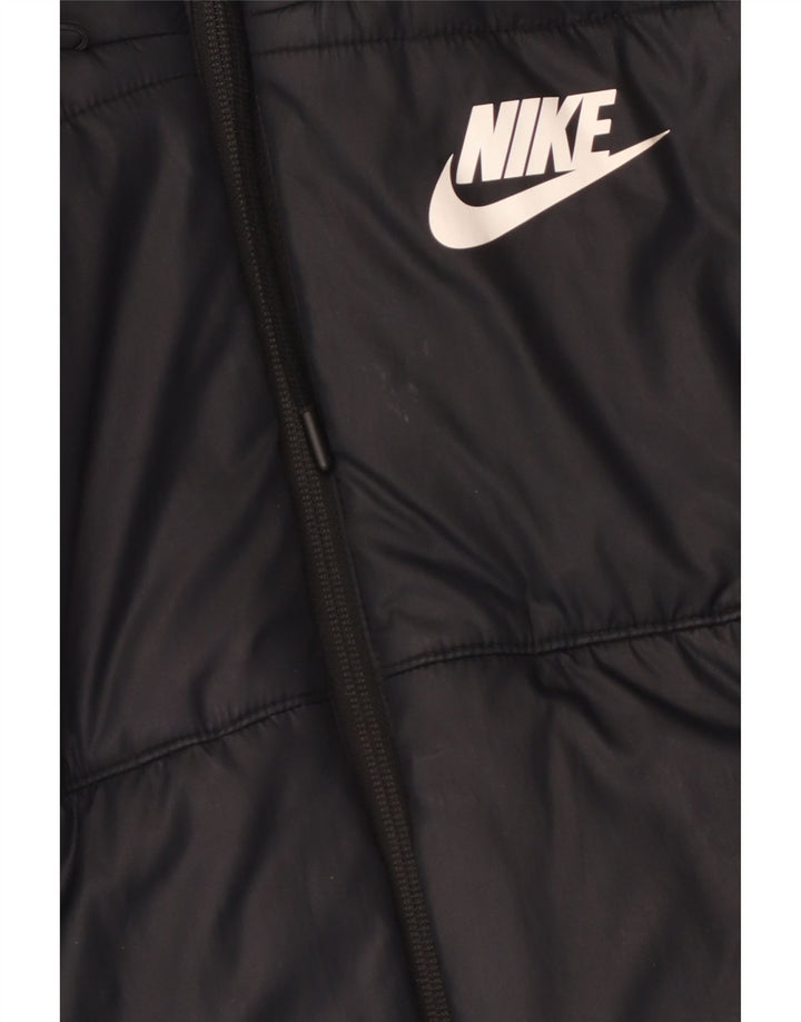 Nike Chaqueta acolchada con capucha para mujer UK 10 Small Poliéster negro