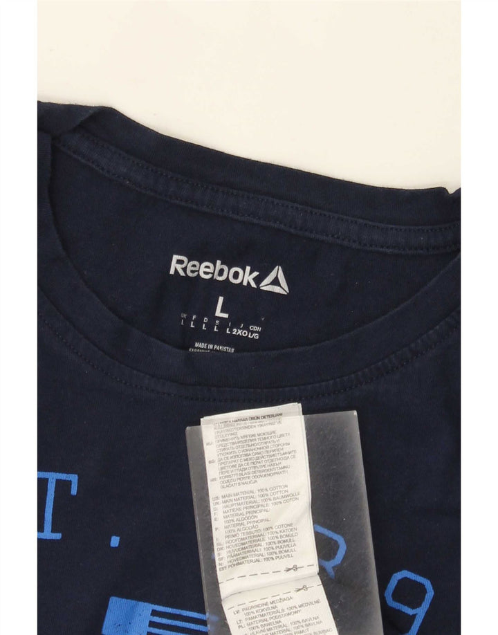 Reebok - Camiseta gráfica para hombre, talla grande, algodón azul marino
