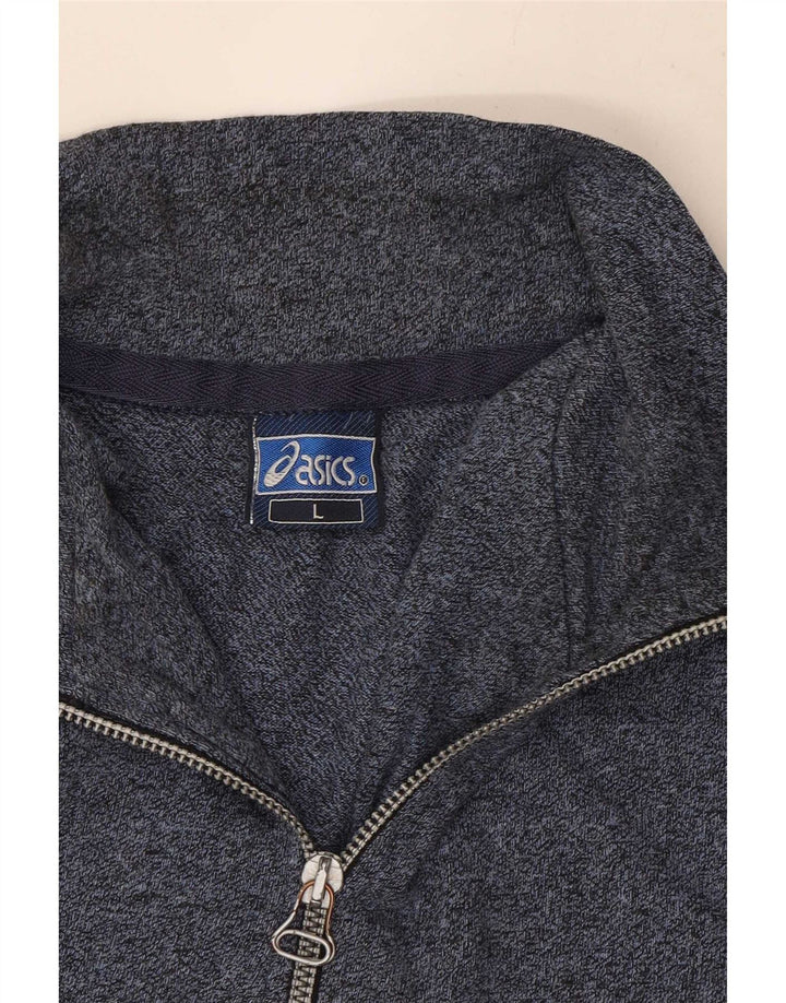 Asics Hombre Graphic Zip Neck Sudadera Jumper Grande Azul Marino Moteado