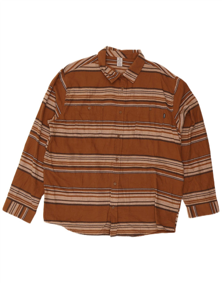 Hurley Camisa De Franela Hombre 2XL Marrón Rayas