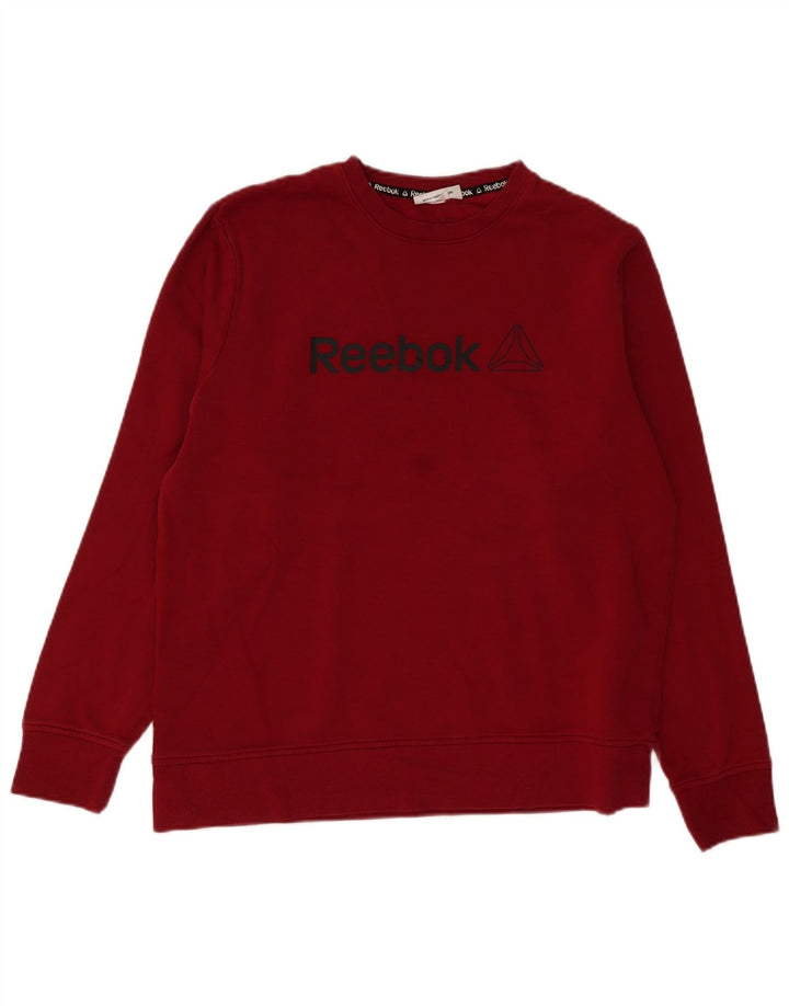 Reebok Sudadera gráfica para hombre Jumper Large Borgoña