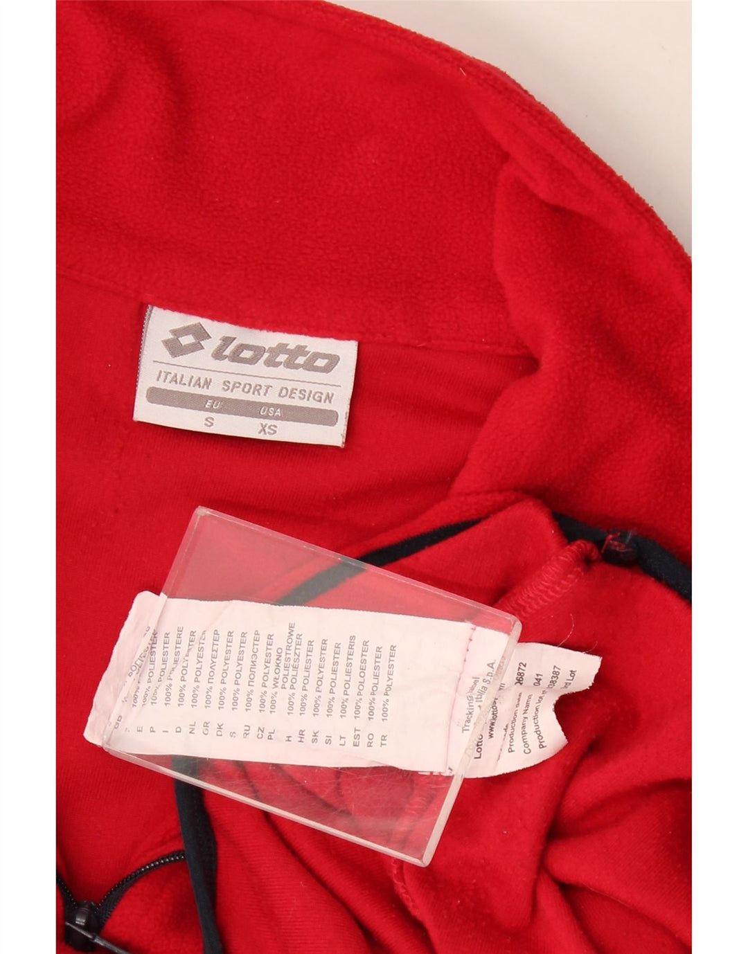 Lotto Jersey Polar Con Cremallera Y Cuello Para Hombre XS Poliéster Rojo
