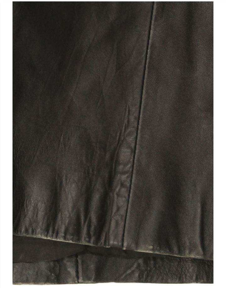 Vintage mujer cuero abrigo Reino Unido 18 XL cuero negro