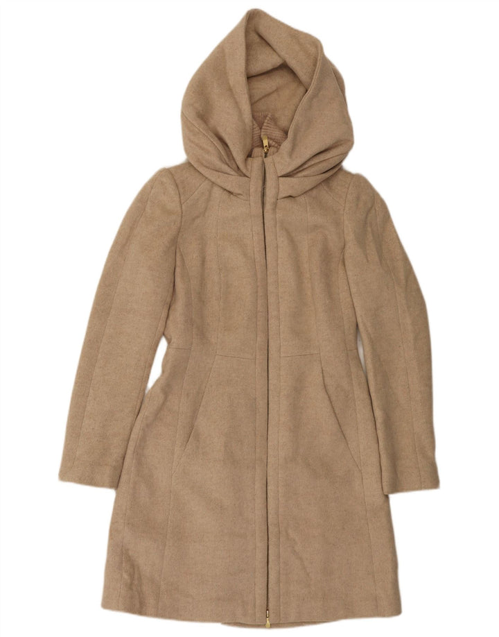Zara Mujer Abrigo Con Capucha UK 42 Lana Beige Mediana