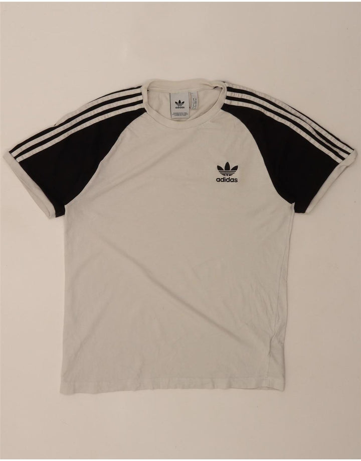Adidas Hombre Camiseta Top Medium Blanco Colorblock Algodón