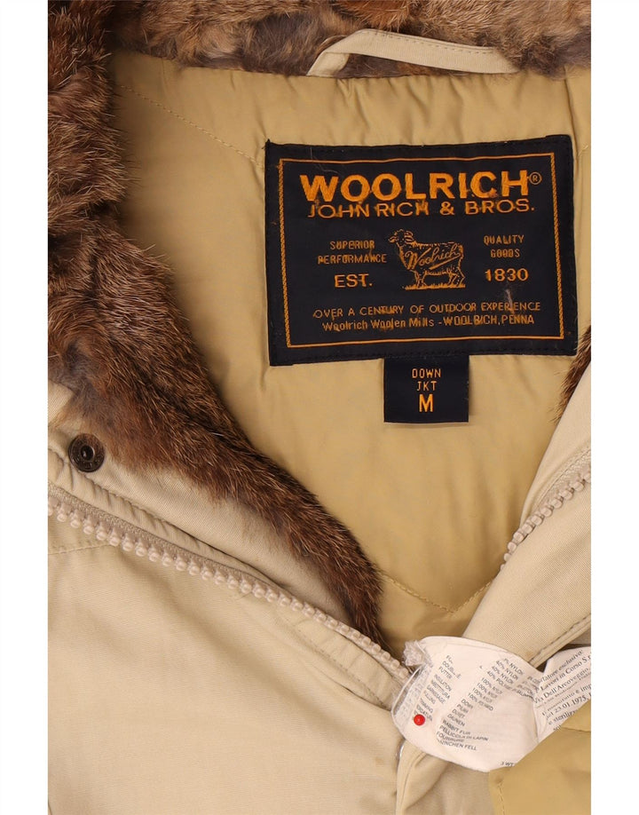 Woolrich Abrigo acolchado con capucha para mujer UK 42 Algodón beige medio