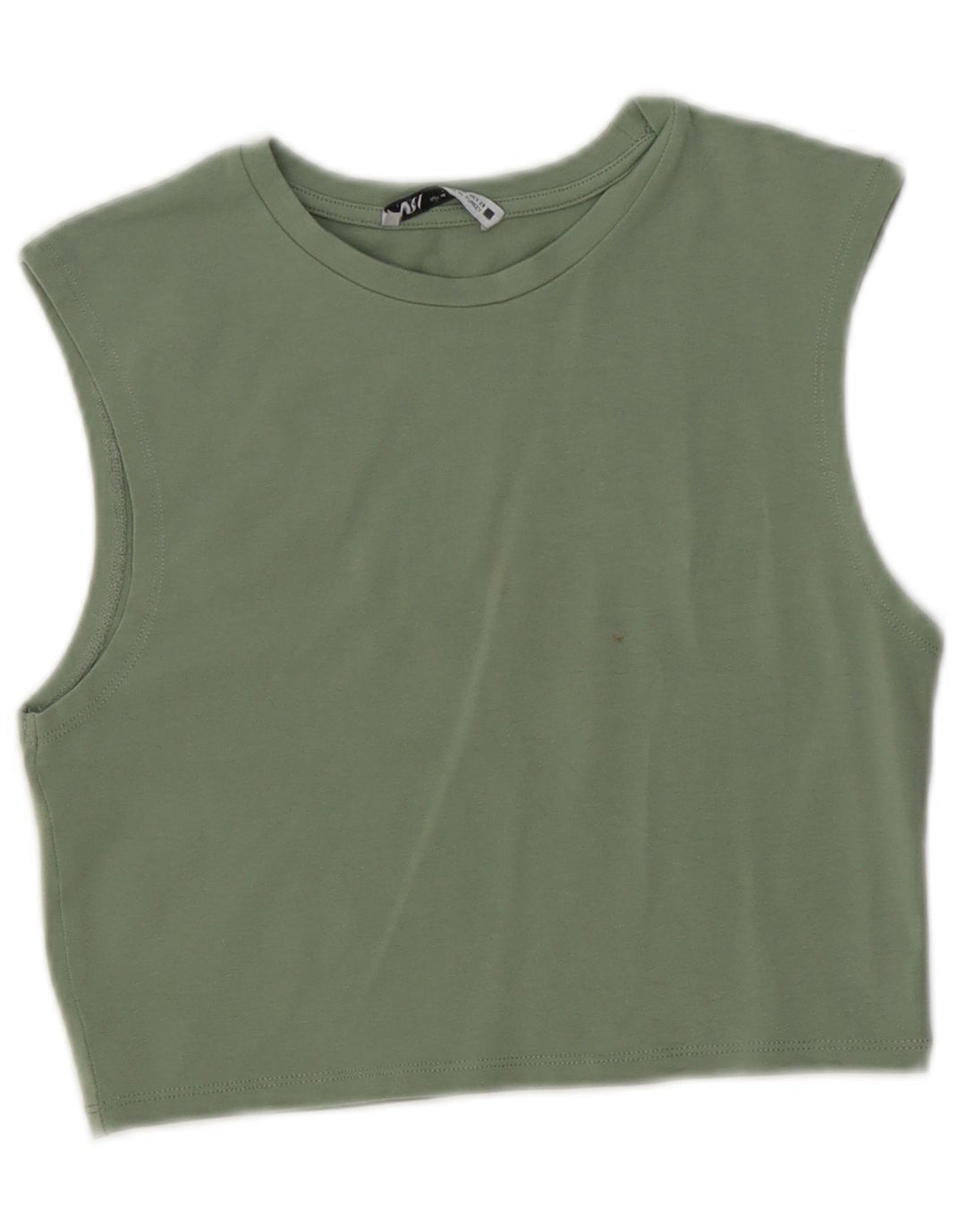 Zara Mujer Crop Vest Top UK 40 Verde Medio