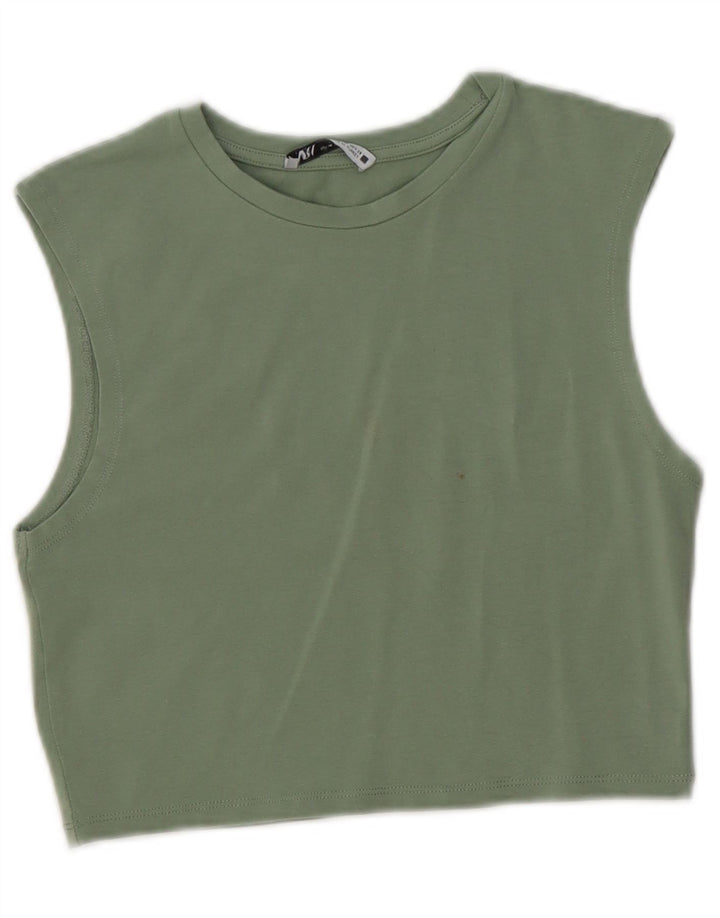Zara Mujer Crop Vest Top UK 40 Verde Medio
