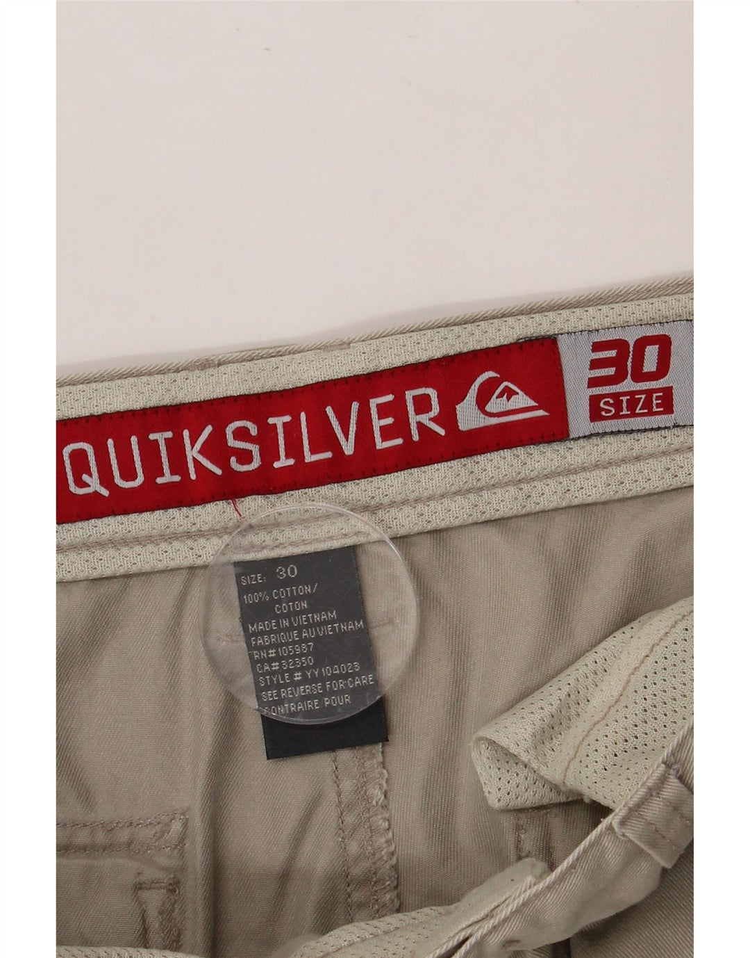 QUIKSILVER Shorts Cargo Hombre W30 Algodón Gris Medio