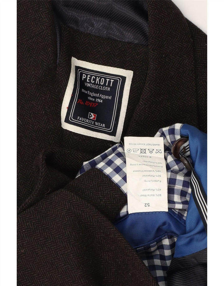 Peckott Chaqueta tipo blazer de 2 botones para hombre IT 52 XL Lana en espiga marrón