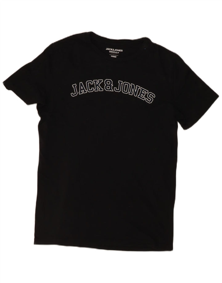 Jack & Jones Camiseta con gráfico de ajuste regular para hombre Top mediano de algodón negro