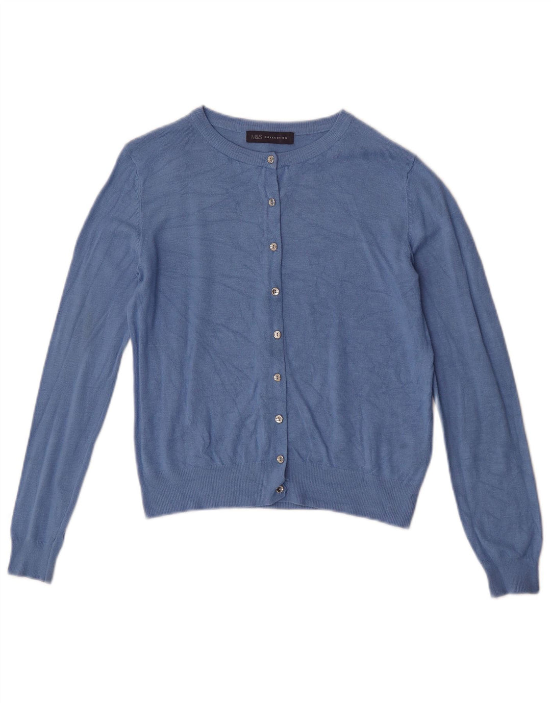Marks & Spencer Suéter tipo cárdigan corto para mujer UK 10 Small Viscosa azul