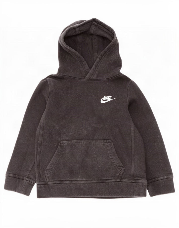 Nike Sudadera con capucha para niños de 4 a 5 años, talla pequeña, algodón negro