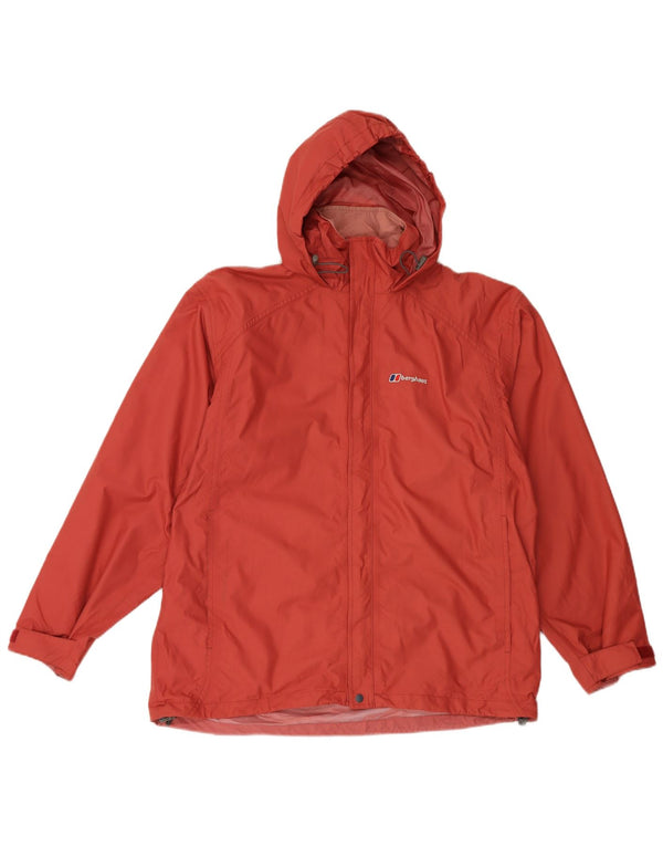 BERGHAUS Chaqueta impermeable extragrande con capucha para mujer UK 40 XL Nylon burdeos