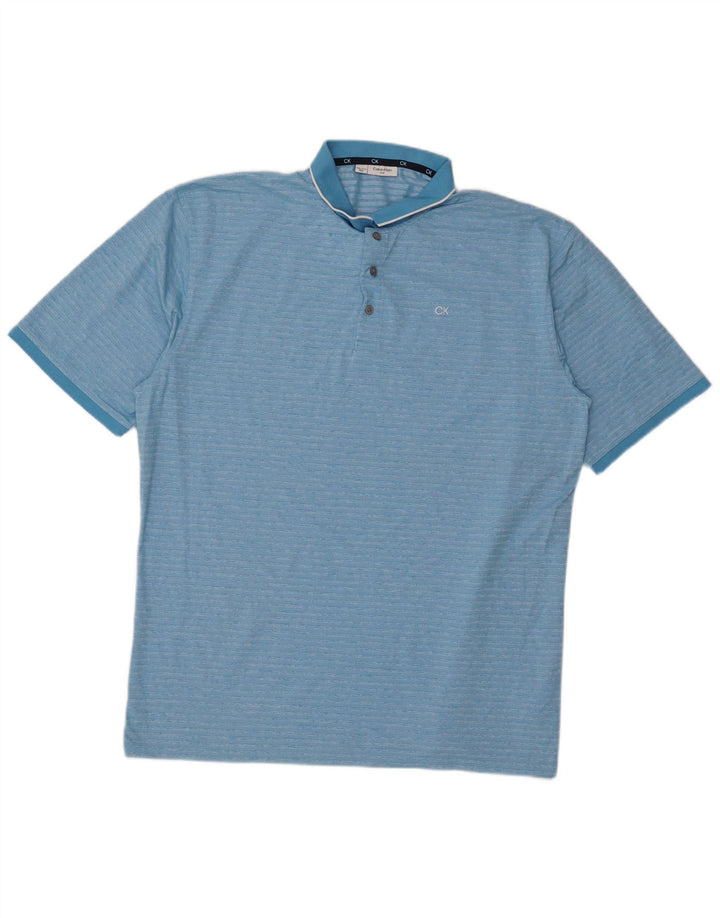 Calvin Klein Polo de golf para hombre 3XL Algodón a rayas azules