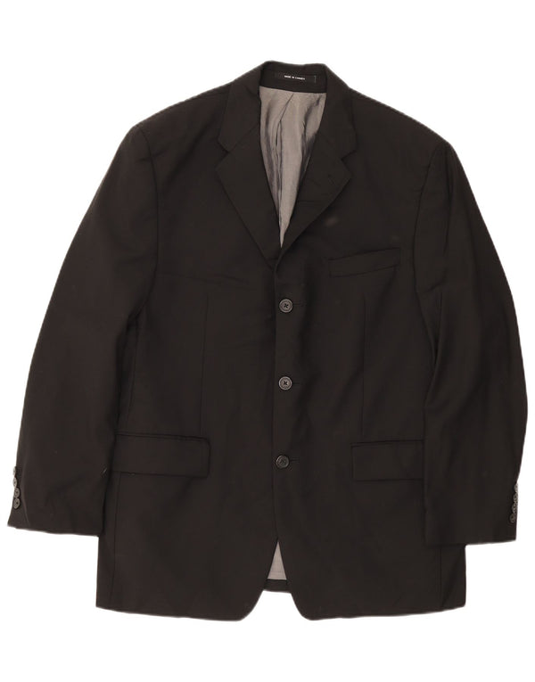 Calvin Klein Chaqueta Blazer de 3 Botones para Hombre UK 38 Mediana Lana Negra