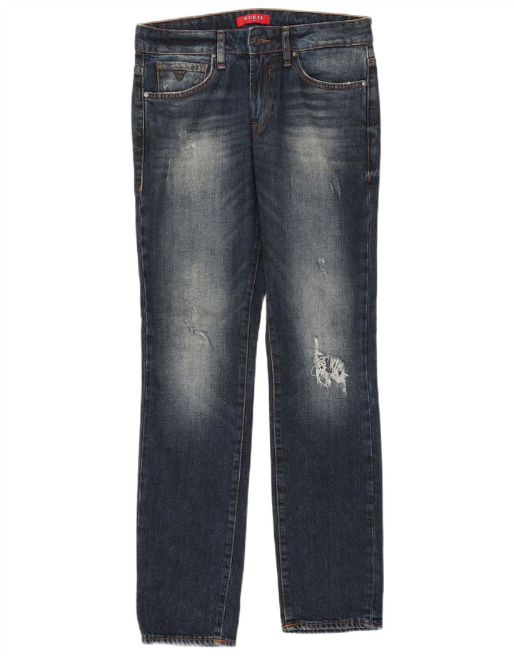 Guess Vaqueros Slim Desgastados Mujer W30 L32 Algodón Azul